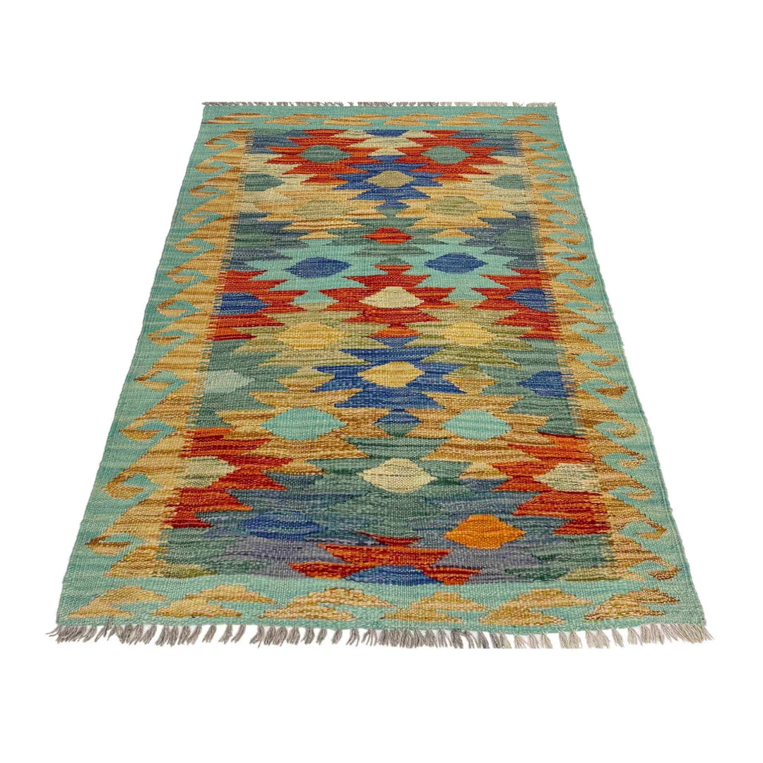 Afghan Vegetable Kilim Rug 2' 7" x 4' 1" Flat-Weave | No. AL620553