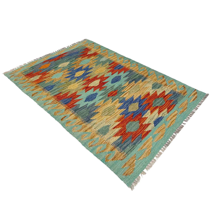 Afghan Vegetable Kilim Rug 2' 7" x 4' 1" Flat-Weave | No. AL620553