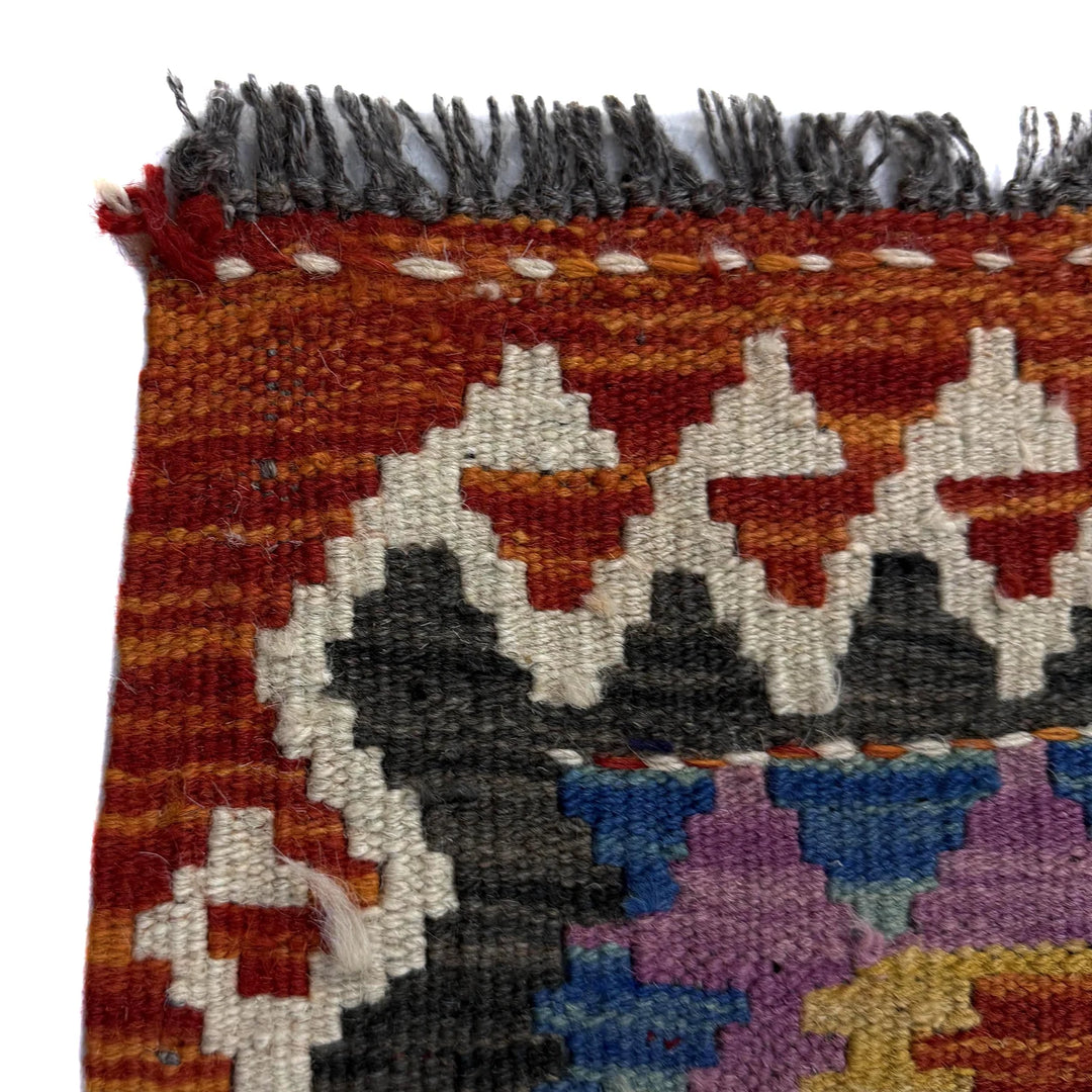 Multicolor Afghan Vegetable Kilim Rug 2'9" x 3'11" Flat-Weave | No. AL621746