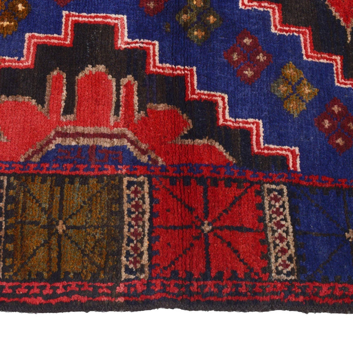 Blue Afghan Baluchi Rug 3' 6" x 5' 3" Hand-Knotted | No. AL62191