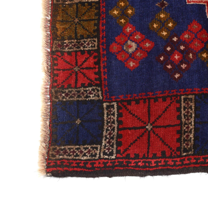 Blue Afghan Baluchi Rug 3' 6" x 5' 3" Hand-Knotted | No. AL62191