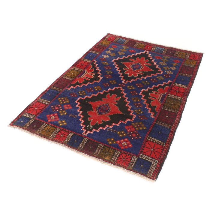 Blue Afghan Baluchi Rug 3' 6" x 5' 3" Hand-Knotted | No. AL62191