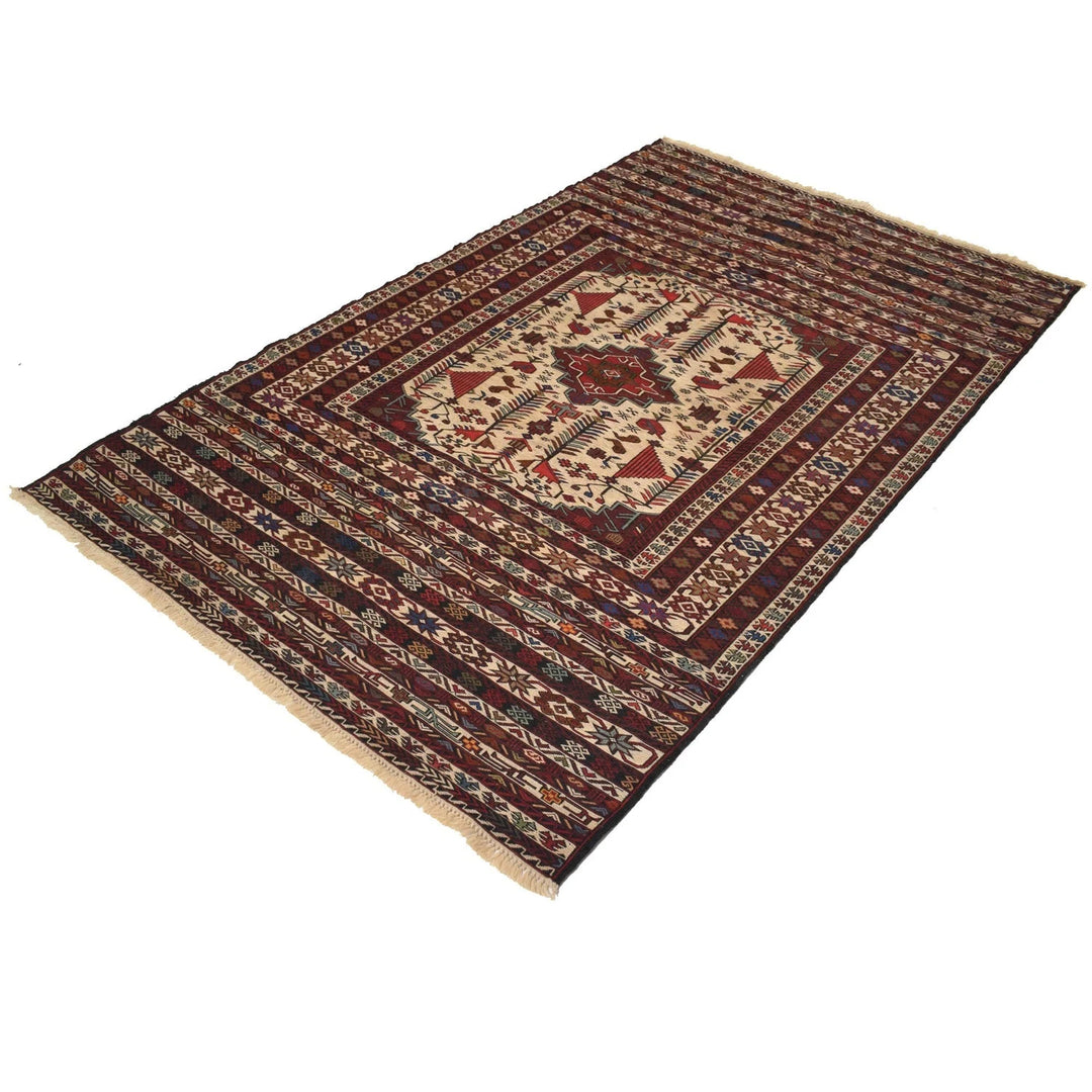 Afghan Maliki Kilim Rug 4' 2" x 6' 7" Flat-Weave | No. AL62237