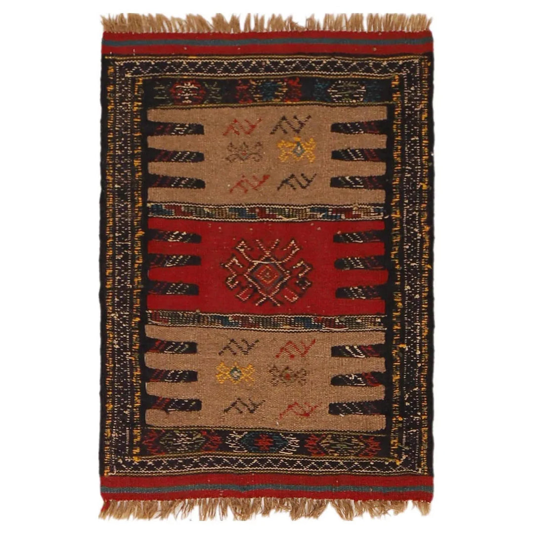 Afghan Sufra Kilem Rug 2' 1" x 2' 11" Flat-Weave | No. AL62274