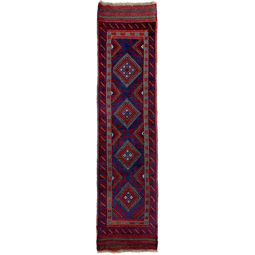 Deep Red Afghan Mashwani Rug 2' 0" x 8' 0" Hand-Knotted | No. AL62343