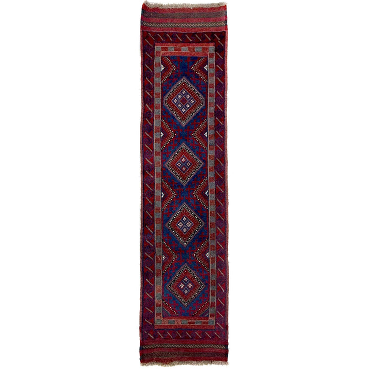 Deep Red Afghan Mashwani Rug 2' 0" x 8' 0" Hand-Knotted | No. AL62343