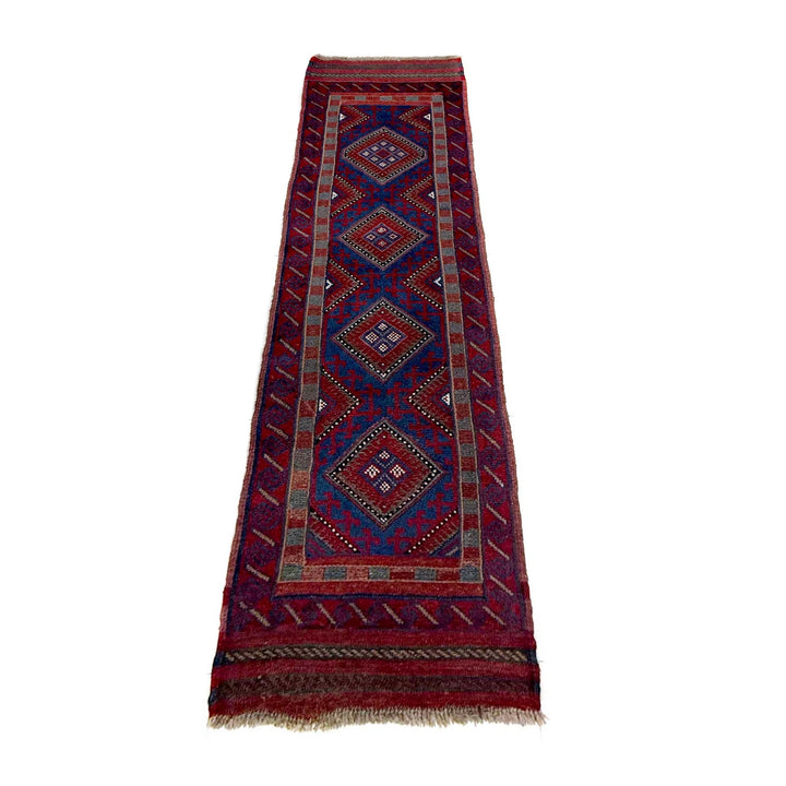 Deep Red Afghan Mashwani Rug 2' 0" x 8' 0" Hand-Knotted | No. AL62343