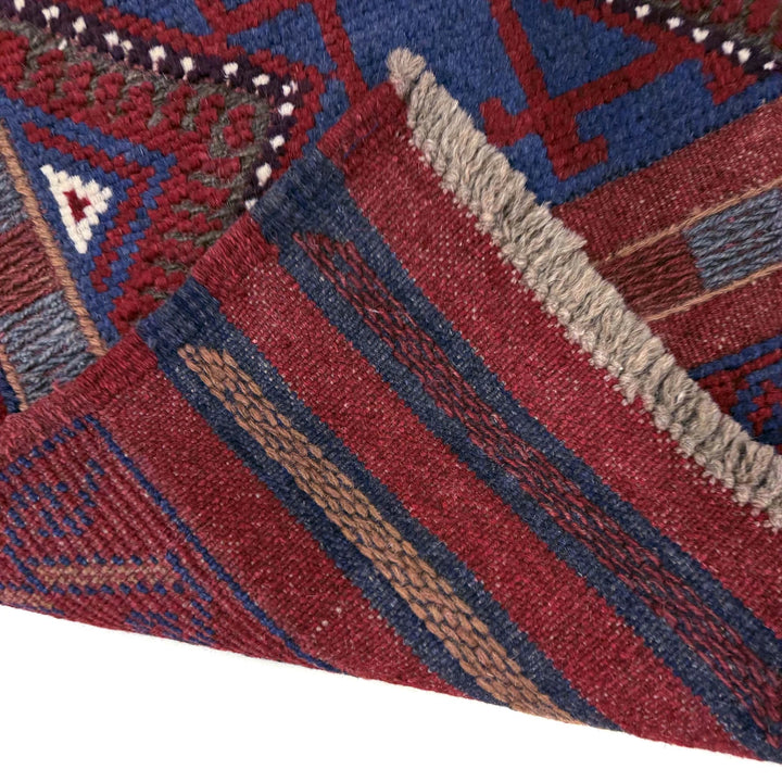 Deep Red Afghan Mashwani Rug 2' 0" x 8' 0" Hand-Knotted | No. AL62343