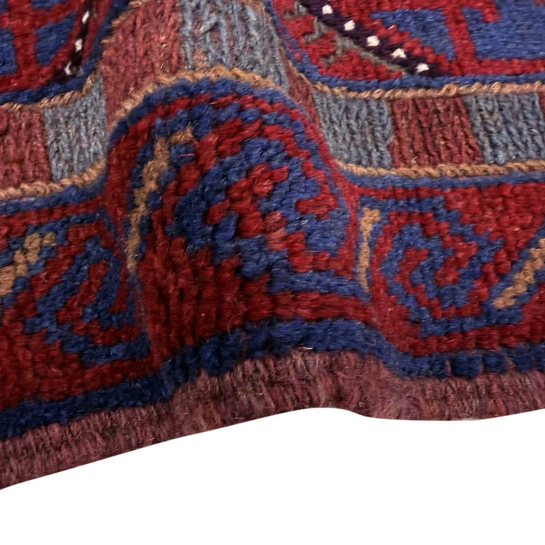 Deep Red Afghan Mashwani Rug 2' 0" x 8' 0" Hand-Knotted | No. AL62343