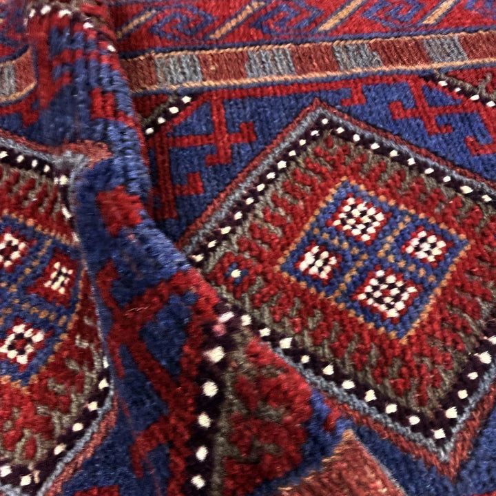Deep Red Afghan Mashwani Rug 2' 0" x 8' 0" Hand-Knotted | No. AL62343