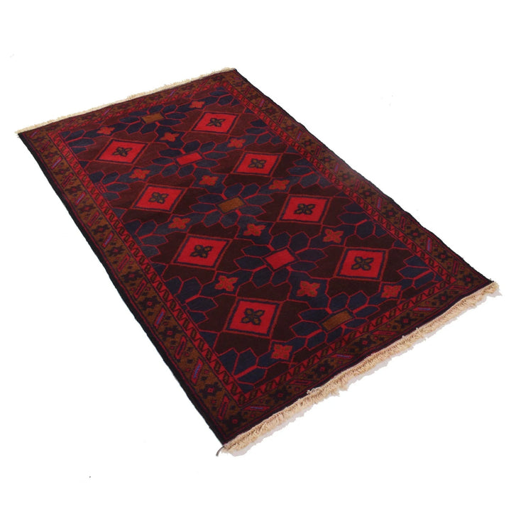 Red Afghan Baluchi Rug 2' 9" x 4' 6" Hand-Knotted | No. AL62351