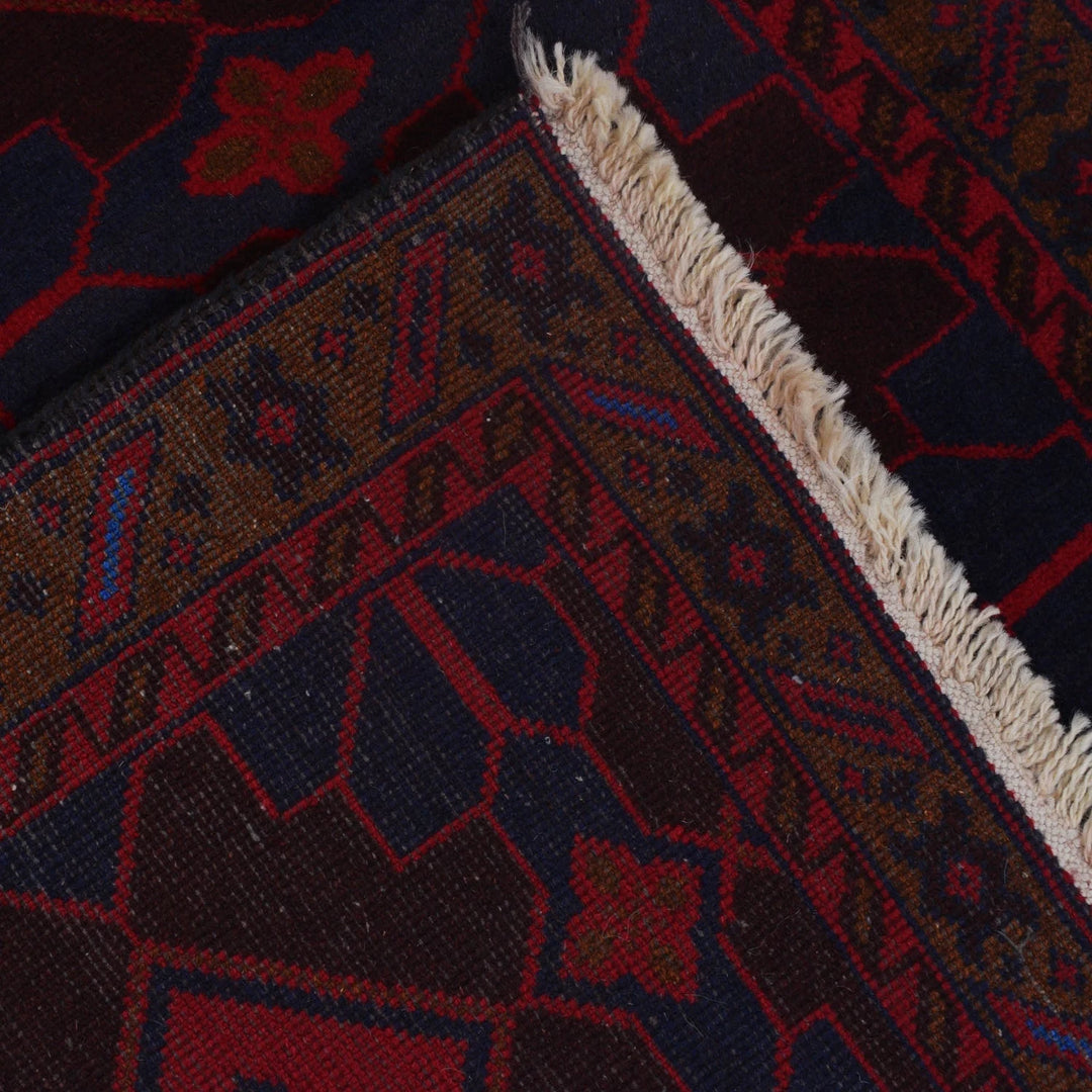 Red Afghan Baluchi Rug 2' 9" x 4' 6" Hand-Knotted | No. AL62351