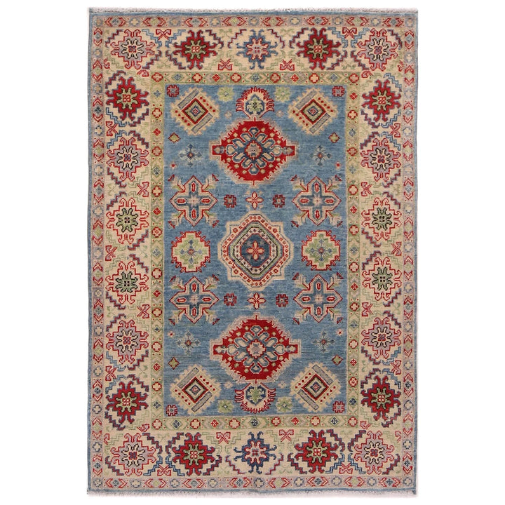 Blue Afghan Kazak Rug 3' 4" x 5' 0" Hand-Knotted | No. AL62440