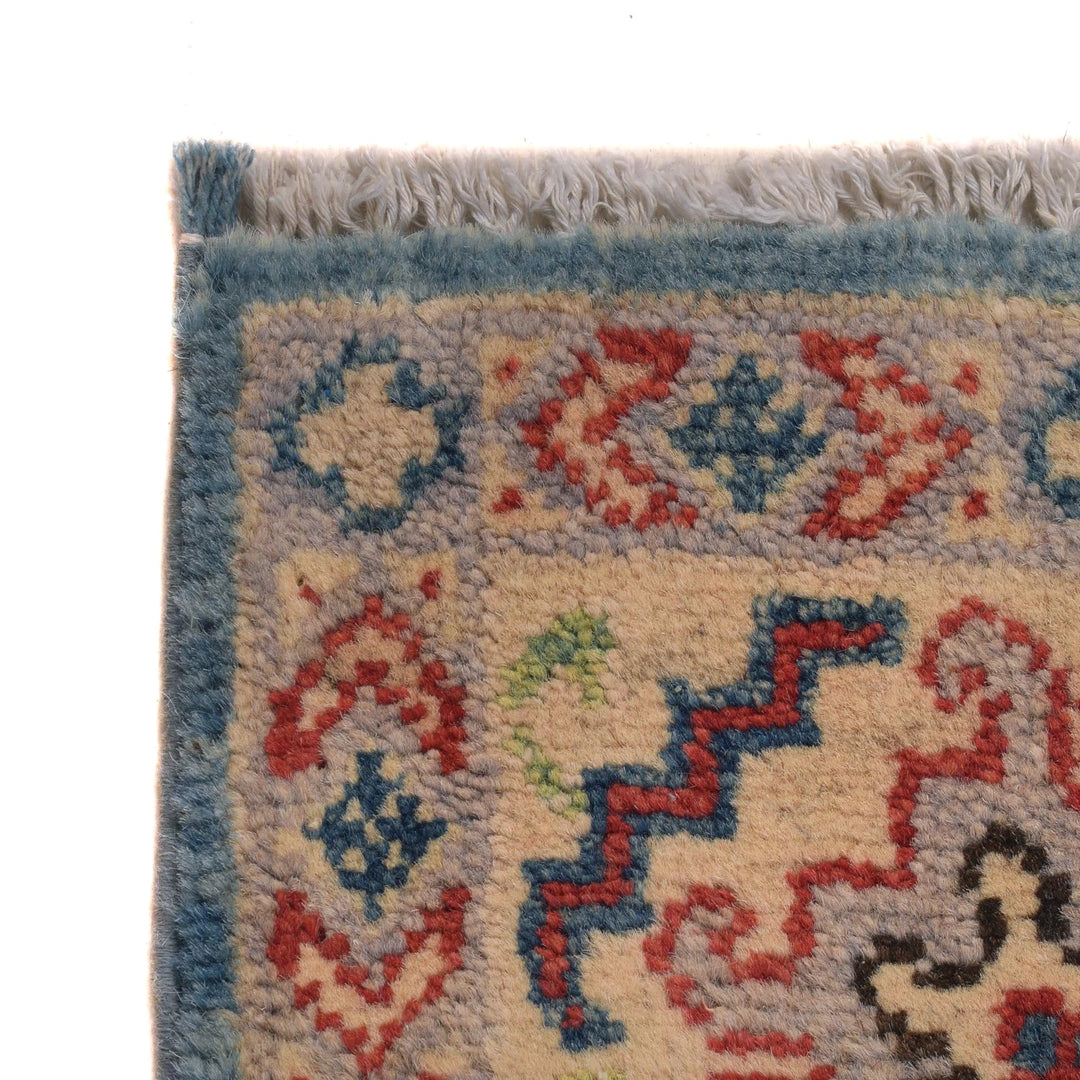 Blue Afghan Kazak Rug 3' 4" x 5' 0" Hand-Knotted | No. AL62440