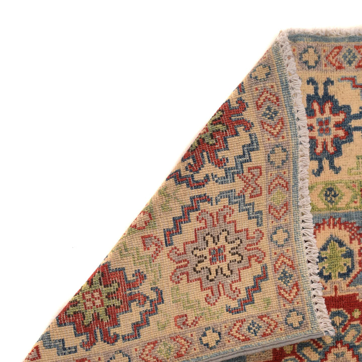 Blue Afghan Kazak Rug 3' 4" x 5' 0" Hand-Knotted | No. AL62440
