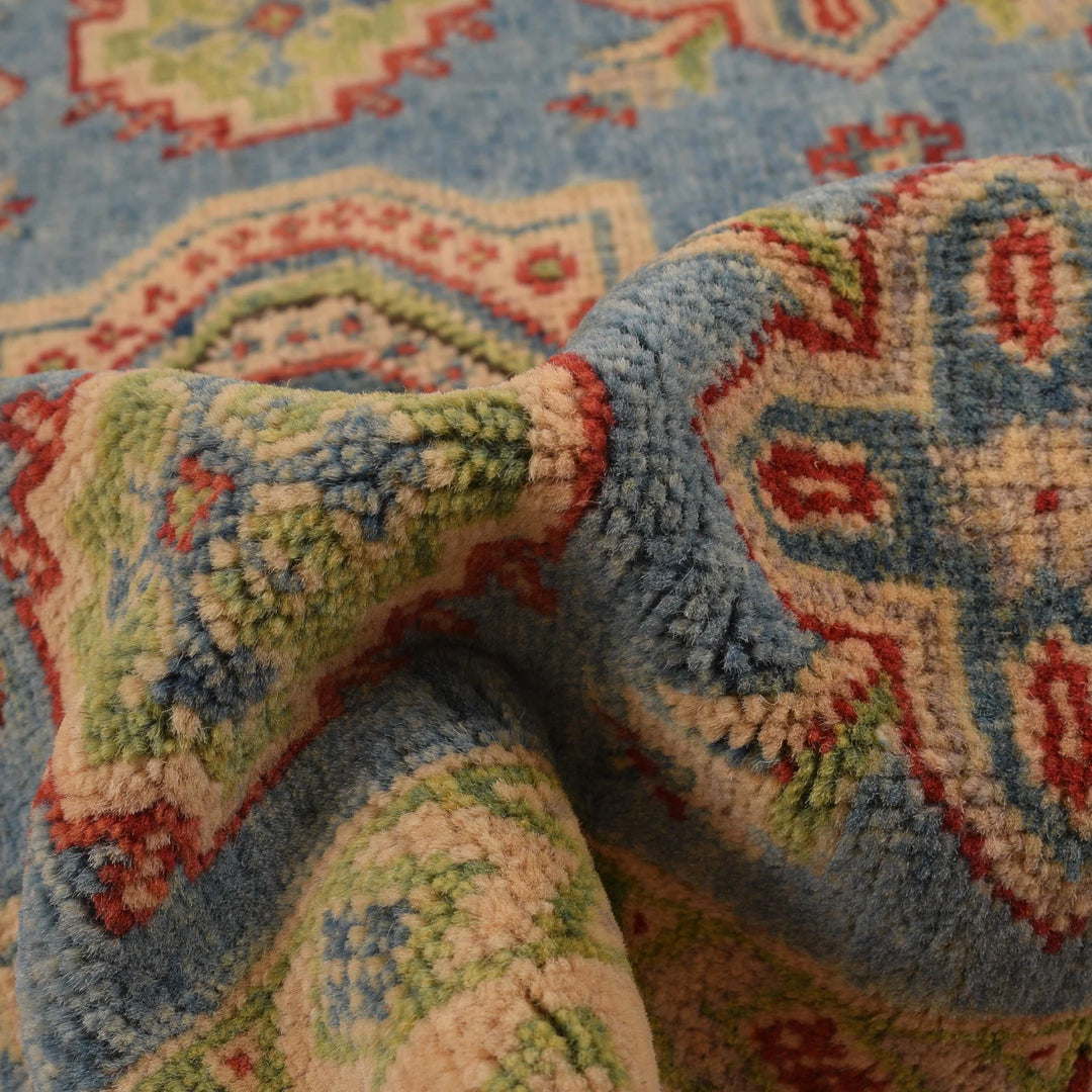 Blue Afghan Kazak Rug 3' 4" x 5' 0" Hand-Knotted | No. AL62440