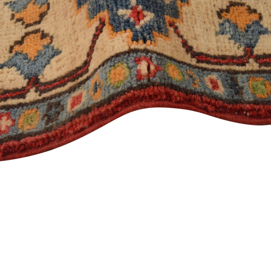 Red Afghan Kazak Rug 3' 4" x 4' 8" Hand-Knotted | No. AL62522