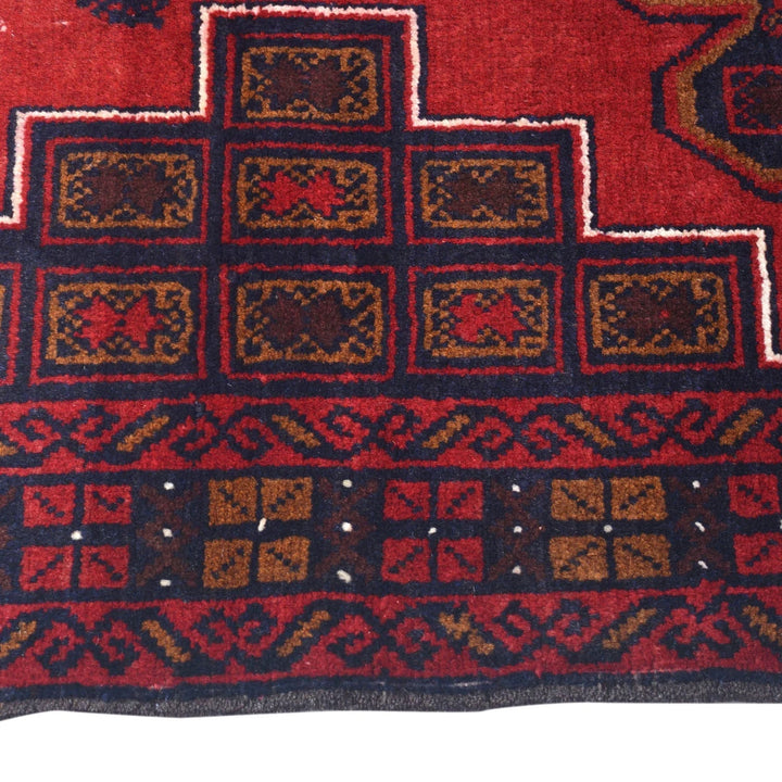 Afghan Baluchi Rug 3' 3" x 4' 5" Hand-Knotted | No. AL62554