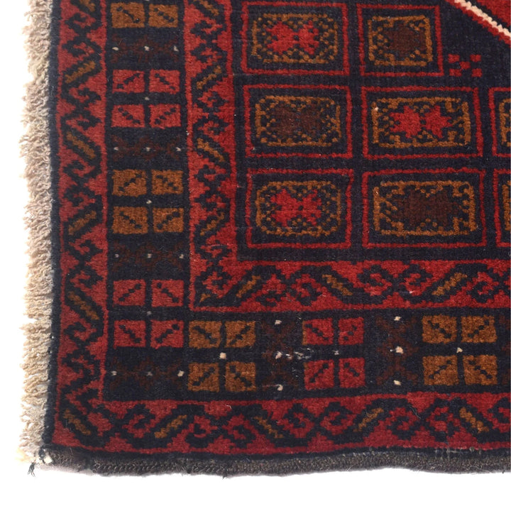 Afghan Baluchi Rug 3' 3" x 4' 5" Hand-Knotted | No. AL62554