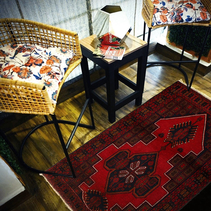 Afghan Baluchi Rug 3' 3" x 4' 5" Hand-Knotted | No. AL62554