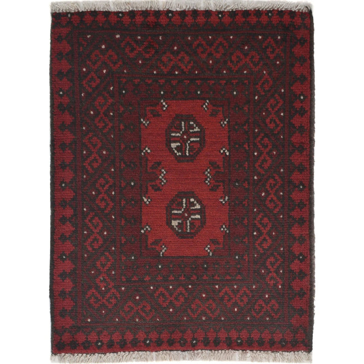 Red Afghan Oriental Rug 1' 9" x 2' 2" Hand-Knotted | No. AL62598