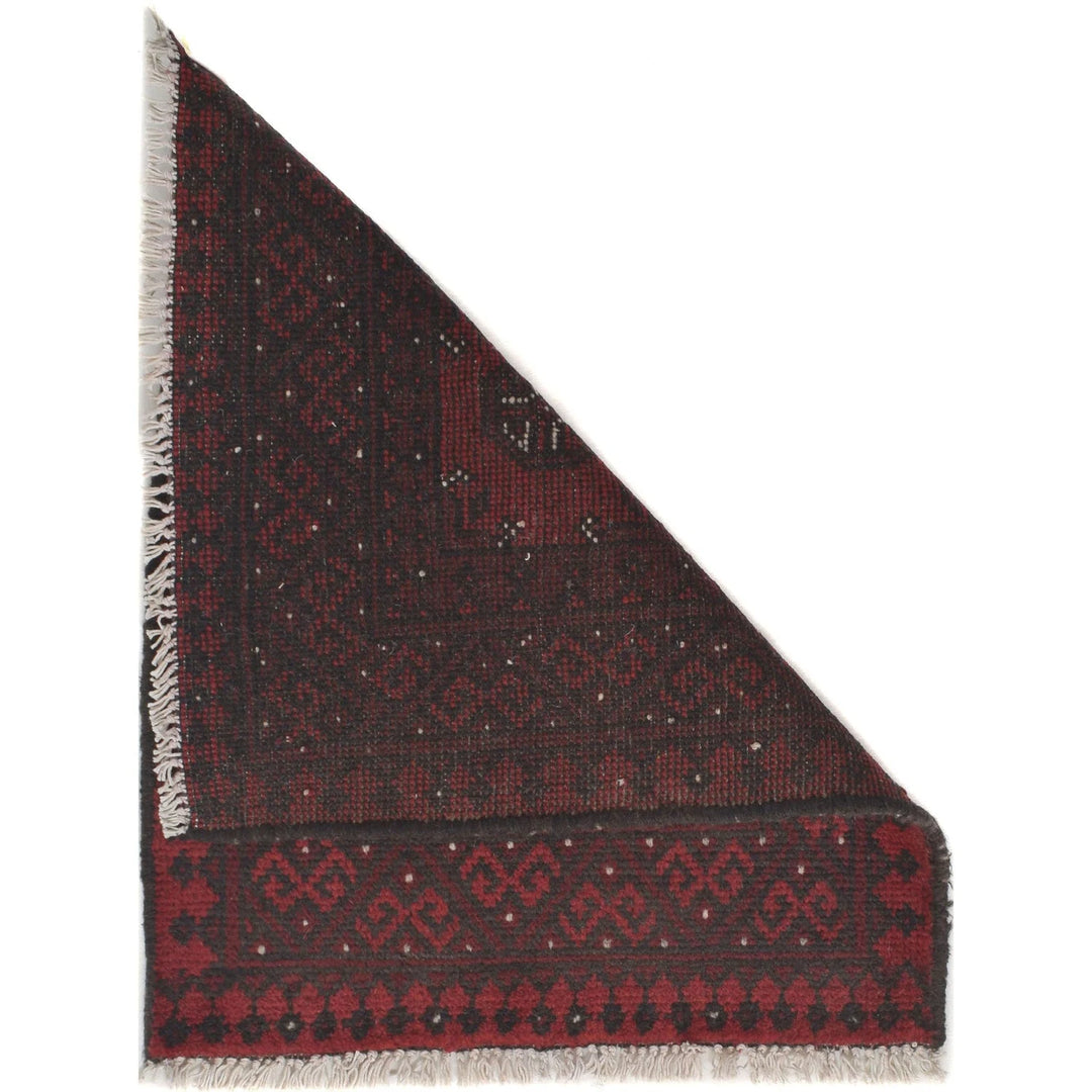 Red Afghan Oriental Rug 1' 9" x 2' 2" Hand-Knotted | No. AL62598