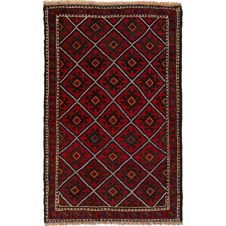 Afghan Baluchi Rug 2' 8" x 4' 5" Hand-Knotted | No. AL62609