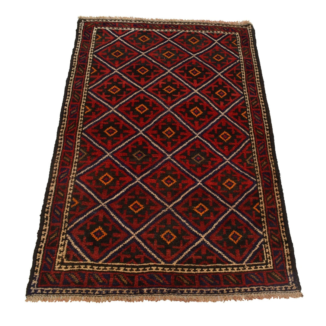 Afghan Baluchi Rug 2' 8" x 4' 5" Hand-Knotted | No. AL62609