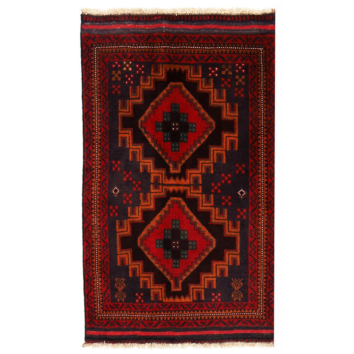 Blue Afghan Baluchi Rug 3' 1" x 4' 6" Hand-Knotted | No. AL62620