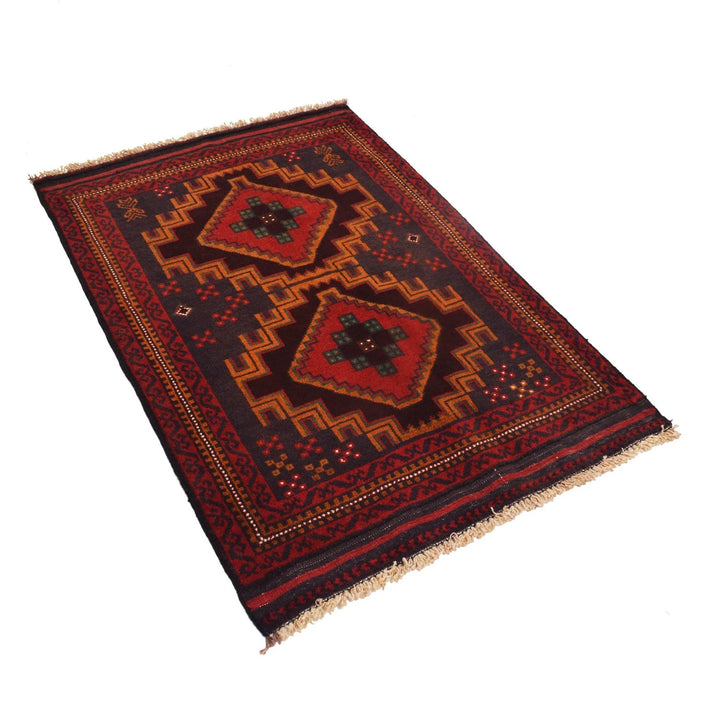 Blue Afghan Baluchi Rug 3' 1" x 4' 6" Hand-Knotted | No. AL62620