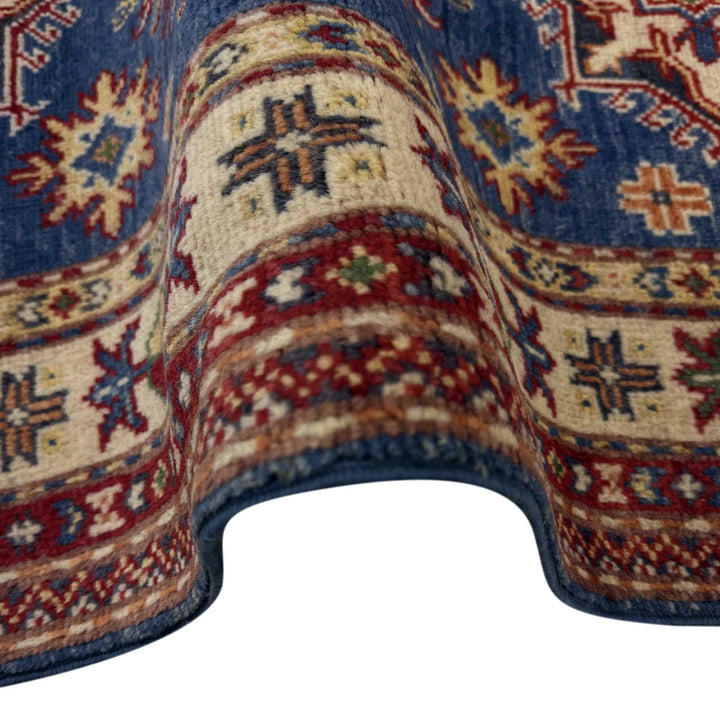 Blue Afghan Kazak Rug 2' 7" x 4' 0" Hand-Knotted | No. AL62626