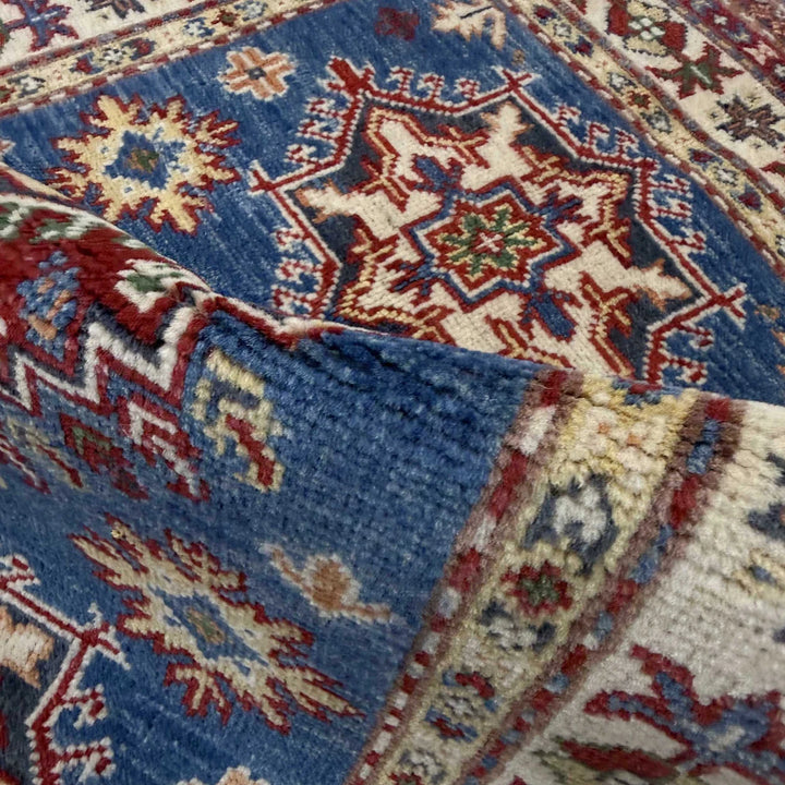Blue Afghan Kazak Rug 2' 7" x 4' 0" Hand-Knotted | No. AL62626
