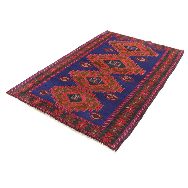 Blue Afghan Baluchi Rug 4' 5" x 6' 5" Hand-Knotted | No. AL62653