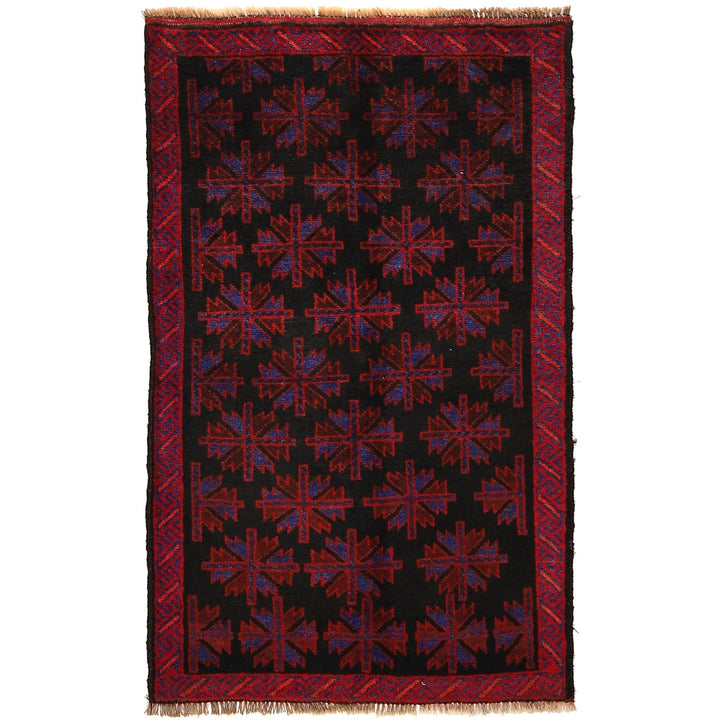 Black Afghan Baluchi Rug 2' 9" x 4' 7" Hand-Knotted | No. AL62767