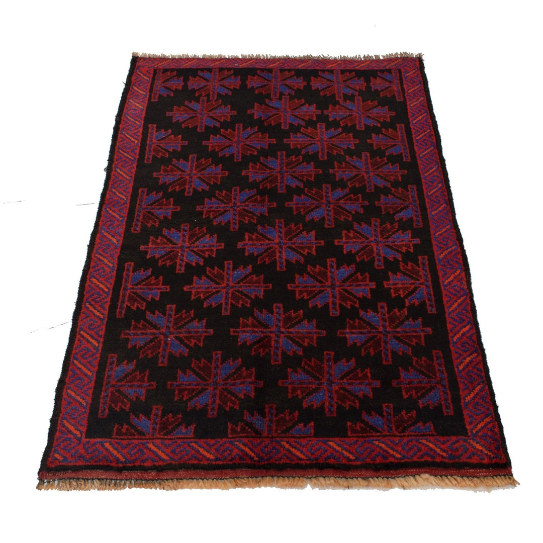 Black Afghan Baluchi Rug 2' 9" x 4' 7" Hand-Knotted | No. AL62767