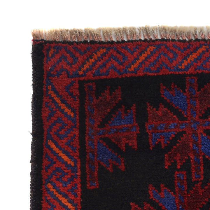 Black Afghan Baluchi Rug 2' 9" x 4' 7" Hand-Knotted | No. AL62767