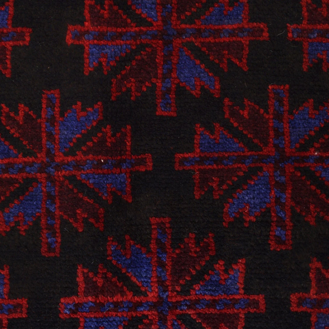 Black Afghan Baluchi Rug 2' 9" x 4' 7" Hand-Knotted | No. AL62767