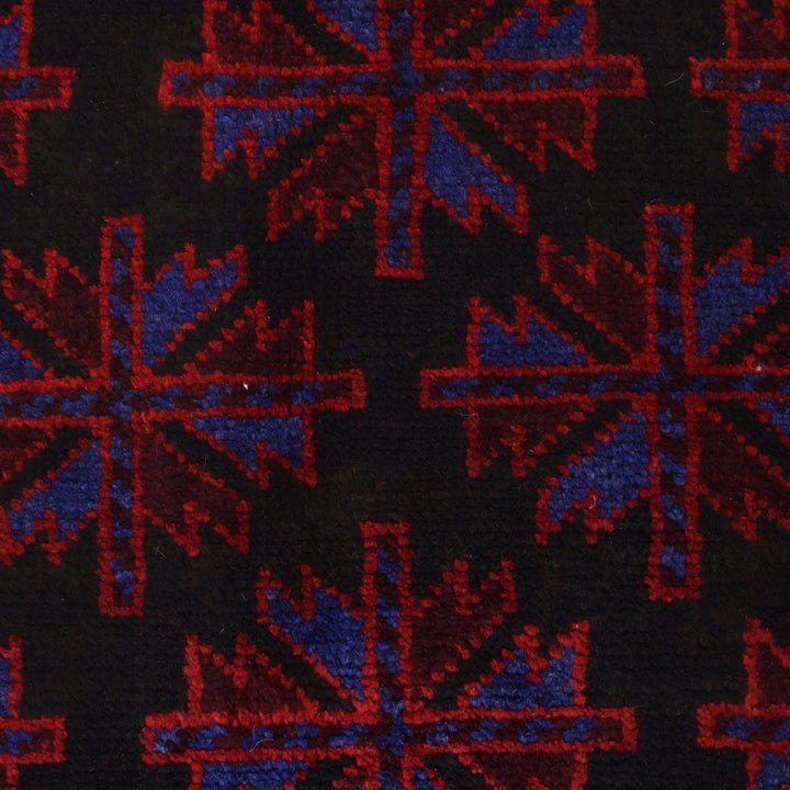Black Afghan Baluchi Rug 2' 9" x 4' 7" Hand-Knotted | No. AL62767
