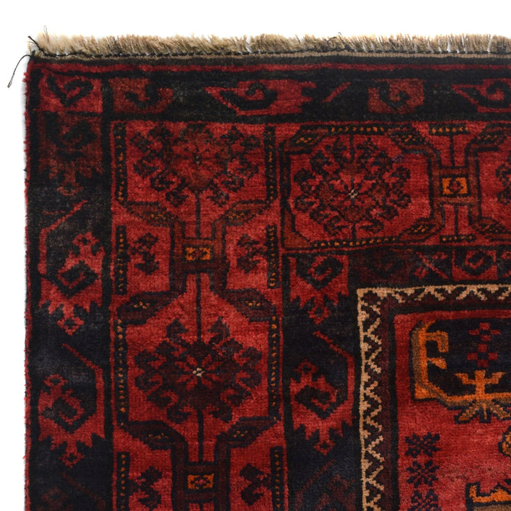 Red Afghan Baluchi Rug 4' 0" x 8' 10" Hand-Knotted | No. AL62822