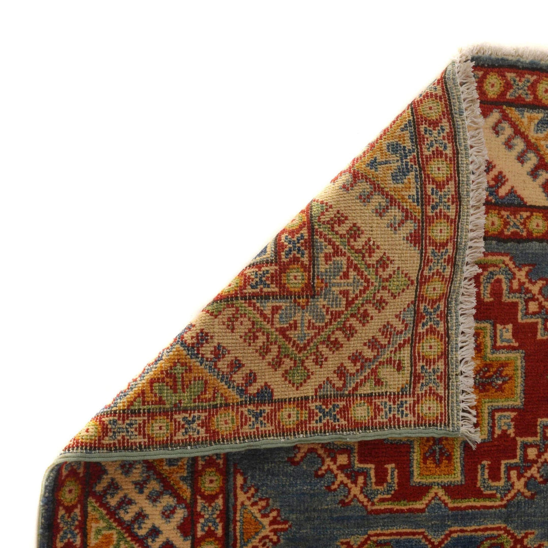 Blue Afghan Kazak Rug 2' 8" x 4' 0" Hand-Knotted | No. AL62868