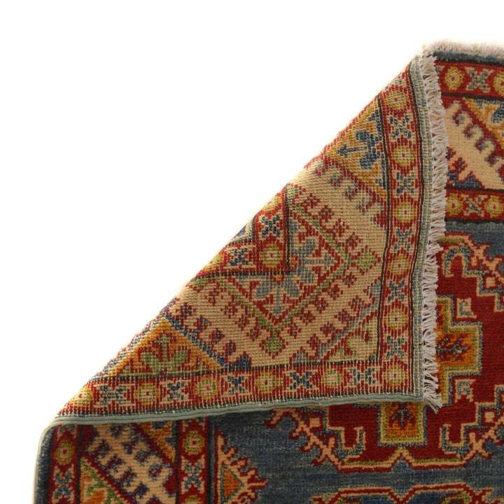 Blue Afghan Kazak Rug 2' 8" x 4' 0" Hand-Knotted | No. AL62868