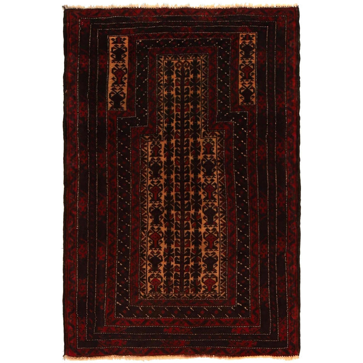 Afghan Prayer Rug 2' 10" x 4' 2" Hand-Knotted | No. AL62910