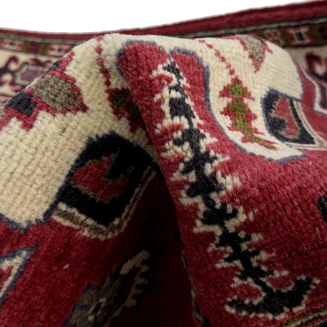 Red Afghan Kazak Rug 2' 7" x 4' 2" Hand-Knotted | No. AL62931