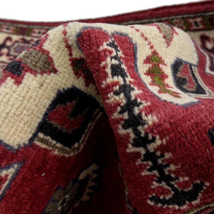 Red Afghan Kazak Rug 2' 7" x 4' 2" Hand-Knotted | No. AL62931