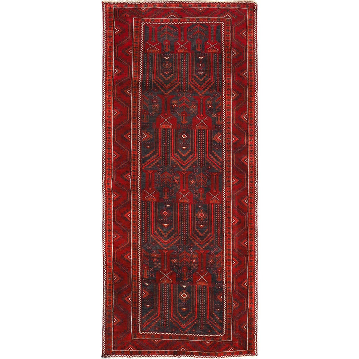 Afghan Baluchi Rug 3' 10" x 9' 8" Hand-Knotted | No. AL62953