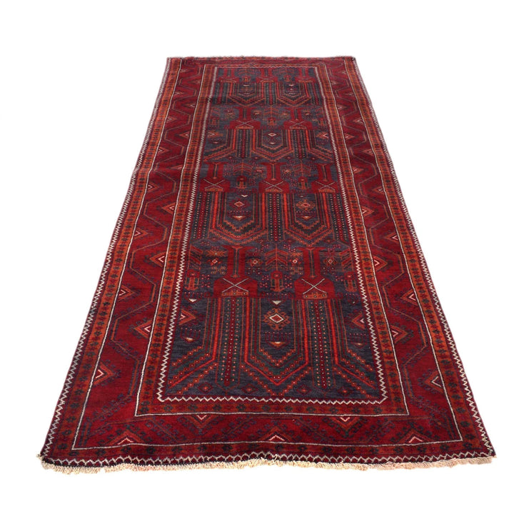 Afghan Baluchi Rug 3' 10" x 9' 8" Hand-Knotted | No. AL62953