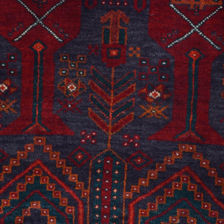 Afghan Baluchi Rug 3' 10" x 9' 8" Hand-Knotted | No. AL62953