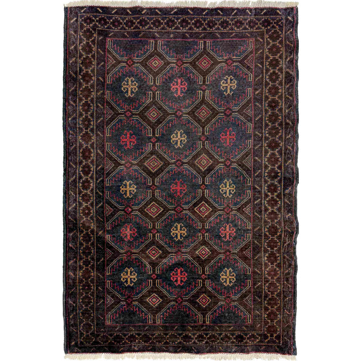 Afghan Baluchi Rug 3' 0" x 4' 4" Hand-Knotted | No. AL62985