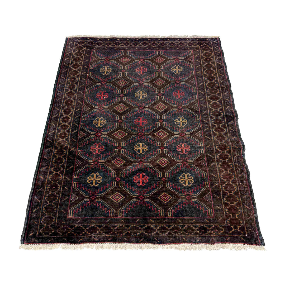 Afghan Baluchi Rug 3' 0" x 4' 4" Hand-Knotted | No. AL62985