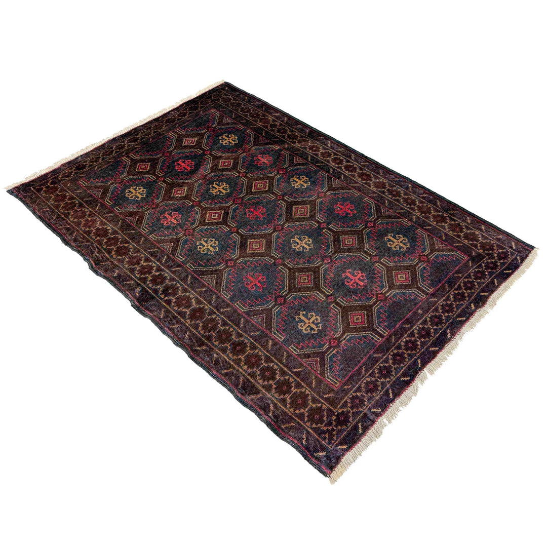 Afghan Baluchi Rug 3' 0" x 4' 4" Hand-Knotted | No. AL62985